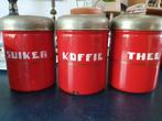 rood emaille koffie suiker thee bussen, Antiek en Kunst, Antiek | Emaille, Ophalen of Verzenden