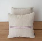 kussenhoesjes van vintage graanzakstof met lavendel strepen, Huis en Inrichting, Woonaccessoires | Kussens, Ophalen of Verzenden