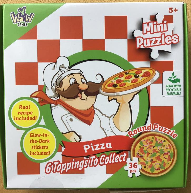 Mini puzzel Pizza - 36 stukjes - NIEUW, Hobby en Vrije tijd, Denksport en Puzzels, Nieuw, Legpuzzel, Minder dan 500 stukjes, Ophalen of Verzenden