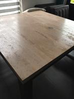 Massief eikenhouten Eettafel met rvs onderstel, Huis en Inrichting, Tafels | Eettafels, 100 tot 150 cm, 100 tot 150 cm, Modern