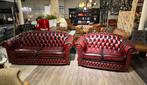 Springvale Chesterfield Bankstel 3-2 antiek rood Nottingham, Ophalen of Verzenden, 75 tot 100 cm