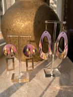 Handbeschilderde Oorbellen Botanical Purple collectie ByJ&S, Overige materialen, Hangers, Paars, Nieuw