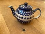 Pools Aardewerk Theepot met Warmhoudplaatje Blauw Wit Bloemm, Antiek en Kunst, Antiek | Keramiek en Aardewerk, Ophalen of Verzenden