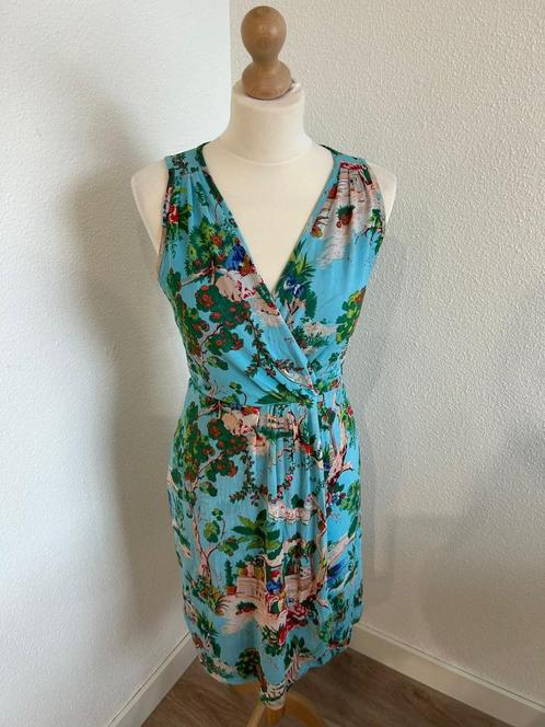 King Louie maat M turquoise zomer jurk 455, Kleding | Dames, Jurken, Zo goed als nieuw, Maat 38/40 (M), Blauw, Knielengte, Ophalen of Verzenden