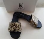 Nikkie nieuwe leren panter print slippers slippertjes 41, Slippers, Zwart, Nieuw, Ophalen of Verzenden