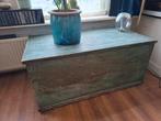 Grote blauwgrijze houten kist (lengte 120 cm), Ophalen