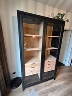 Buffetkast Goossens wonen eiken zwart, 100 tot 150 cm, 200 cm of meer, Ophalen of Verzenden, Zo goed als nieuw