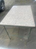 Vintage terras tafel dik granieten blad, Tuin en Terras, Tuintafels, Ophalen, Gebruikt, Rechthoekig