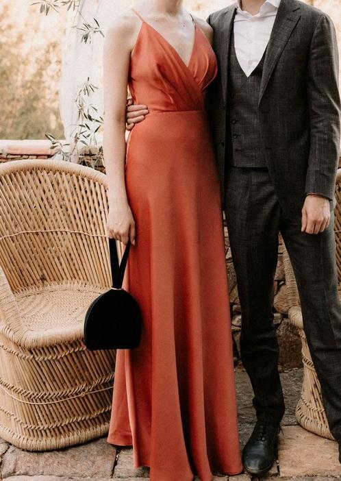 Oranje roestkleurige galajurk maat 38 Marie Lund, Kleding | Dames, Gelegenheidskleding, Ophalen of Verzenden