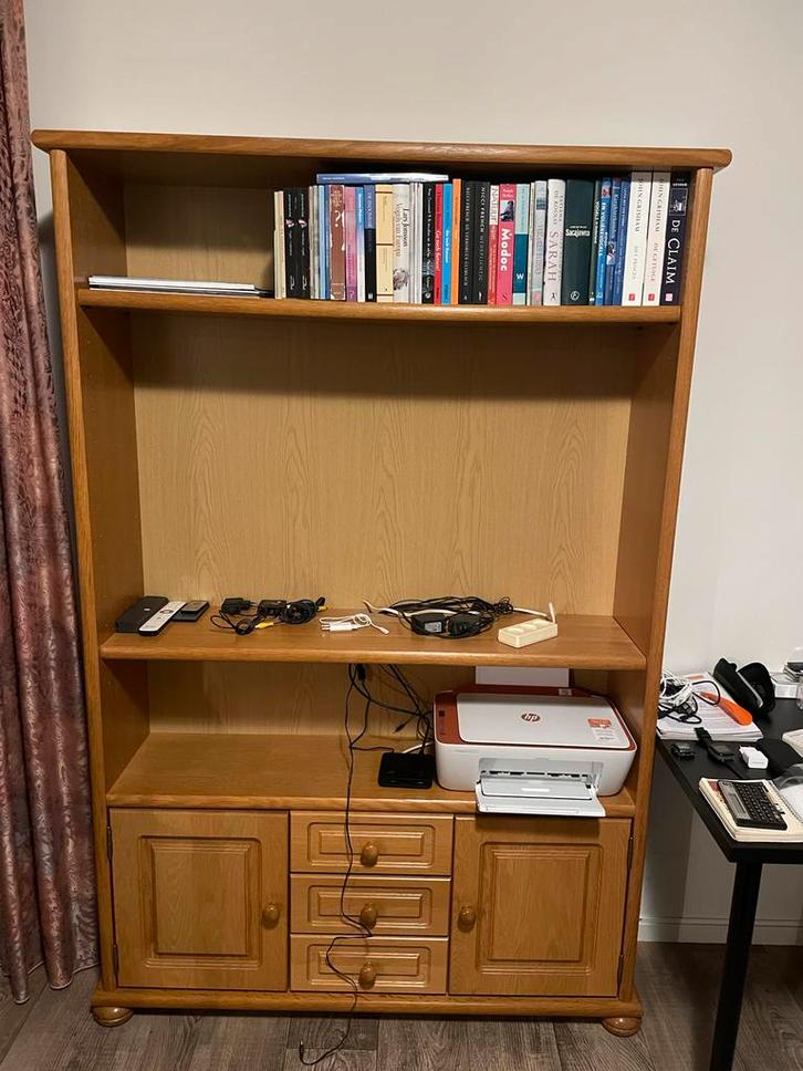 Houten Tv-kast met opbergruimte, Huis en Inrichting, Kasten | Boekenkasten, Gebruikt, 100 tot 150 cm, Minder dan 100 cm, 25 tot 50 cm