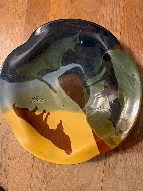 Gesigneerde 70’s aardewerk schaal Vaularis, Antiek en Kunst, Kunst | Designobjecten, Ophalen of Verzenden