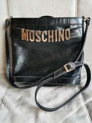 Zeldzame vintage'80 lederen Moschino handtas tas schoudertas beschikbaar voor biedingen