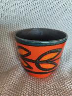 Vintage Oranje Bloempot - 14cm, Gebruikt, Rond, Binnen, Ophalen of Verzenden