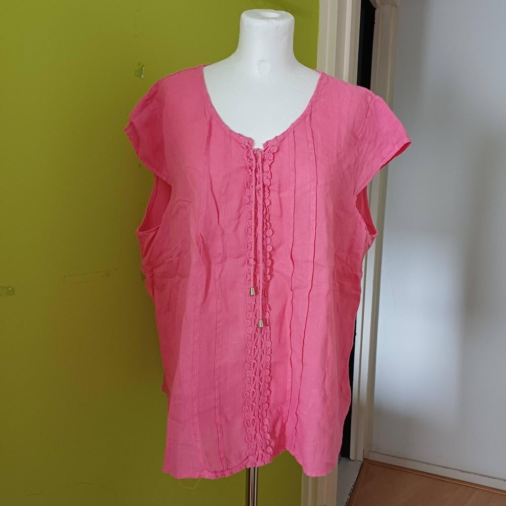 Roze linnen top van Paprika maat 4 (maat 50), Zo goed als nieuw, Roze, Paprika, Shirt of Top