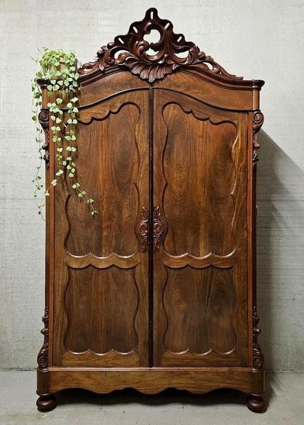 Antieke XL brocante Biedermeier kuifkast vintage meidenkast, Ophalen of Verzenden