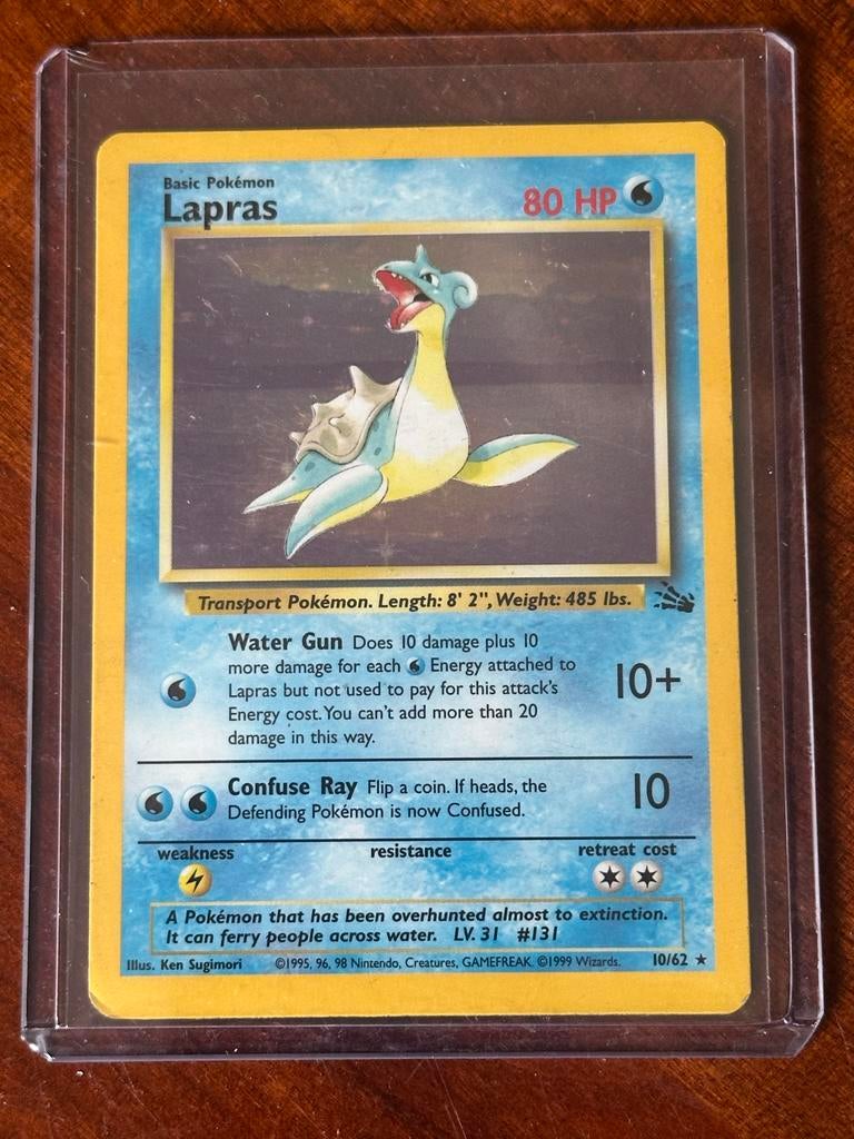 Lapras 10/62 - holo TCG WOTC - Zeldzame Pokémonkaart, Ophalen of Verzenden, Gebruikt, Losse kaart
