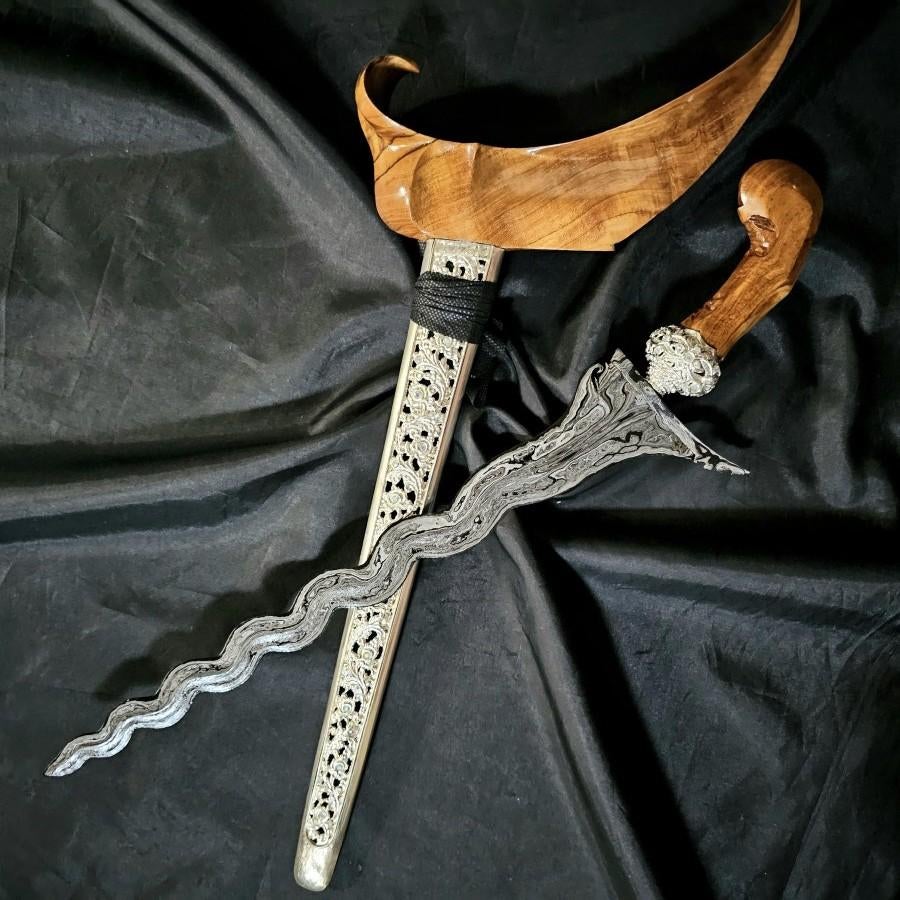 Keris Bimo Kurdo 15 Luk Pamor Pedaringan Kebak Timoho KNL63, Antiek en Kunst, Verzenden
