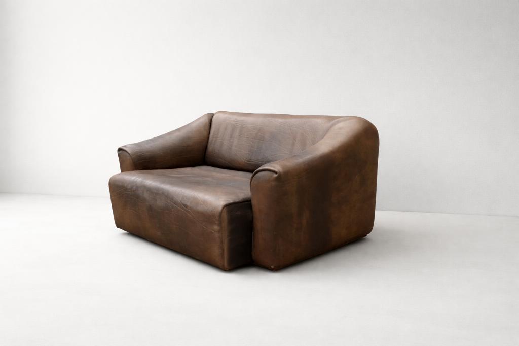 Vintage De Sede DS-47 Buffel Leer Bank/Sofa Mid Century, Gebruikt, Hoekbank, Tweepersoons, Ophalen of Verzenden