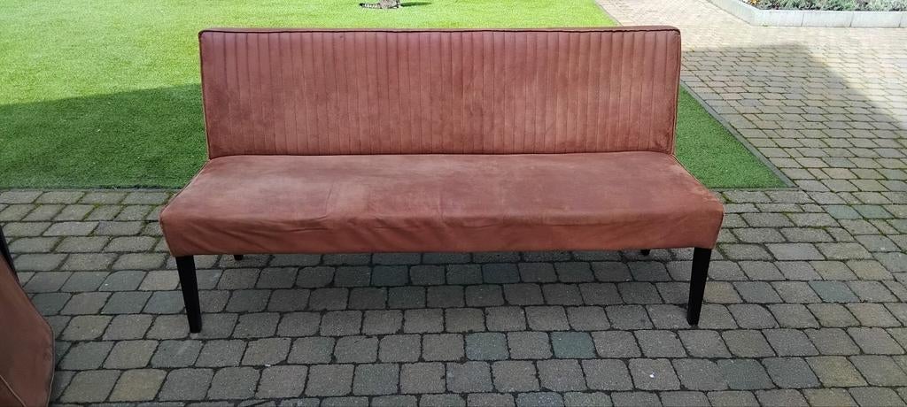 Eetkamerbank + 3 eetkamerstoelen, Huis en Inrichting, Stoelen, Ophalen, Bruin, Drie