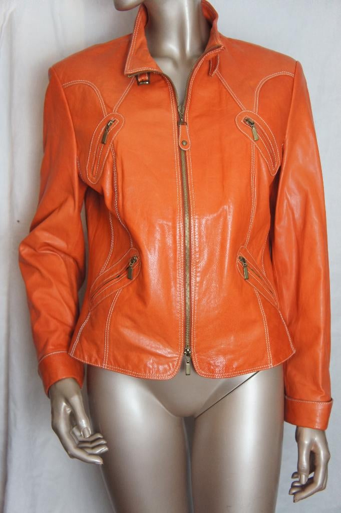 BIBA leren jasje maat M, Verzenden, Zo goed als nieuw, Maat 38/40 (M), Oranje