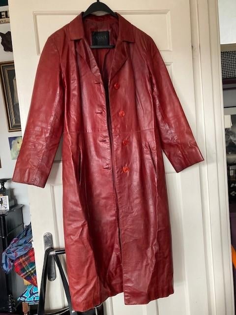 lange rode leren jas - arma, Arma, Ophalen of Verzenden, Zo goed als nieuw, Maat 36 (S)