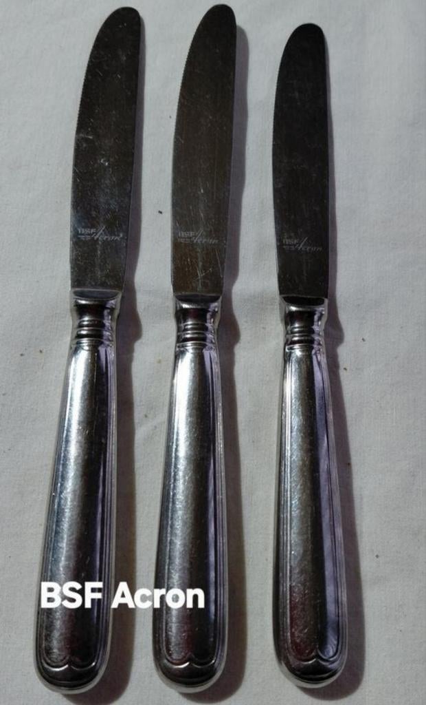 Bestek BSF Acron messen dikke handvatten relief hartjes, Antiek en Kunst, Ophalen of Verzenden