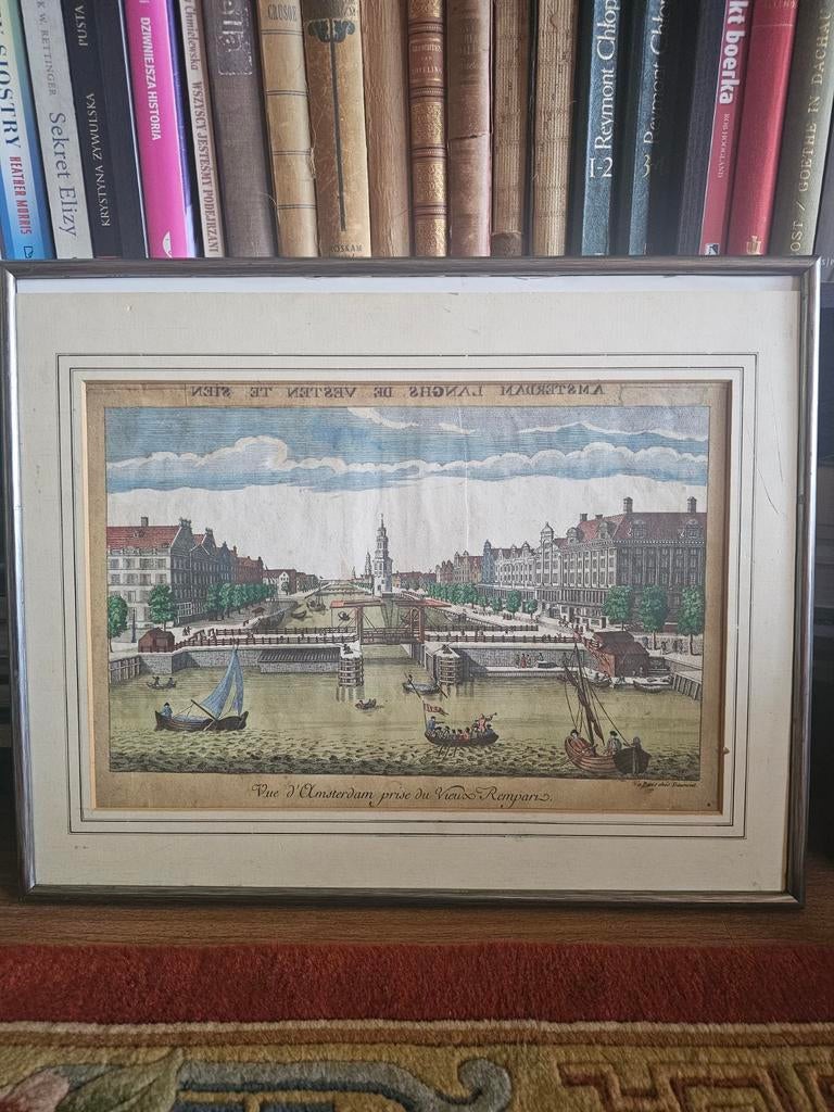 Antieke prent: Vue d'Amsterdam, Georg Balthasar Probst, Ophalen of Verzenden