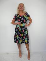 *Abfab Vintage Jurk met Kleurrijke Bloemen 38*, Kleding | Dames, Maat 38/40 (M), Zwart, Ophalen of Verzenden, Zo goed als nieuw
