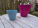 2 Elho bloempotten Loft urban paars en lichtblauw, Ophalen, Kunststof, Gebruikt, Rond