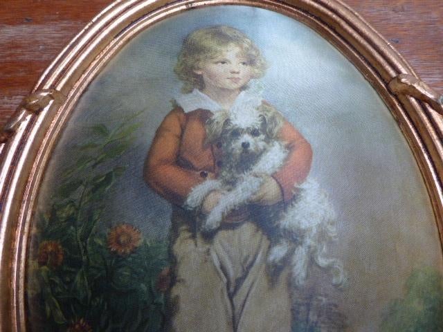 Barok lijst met een mooie afbeelding op satijn, Antiek en Kunst, Ophalen of Verzenden