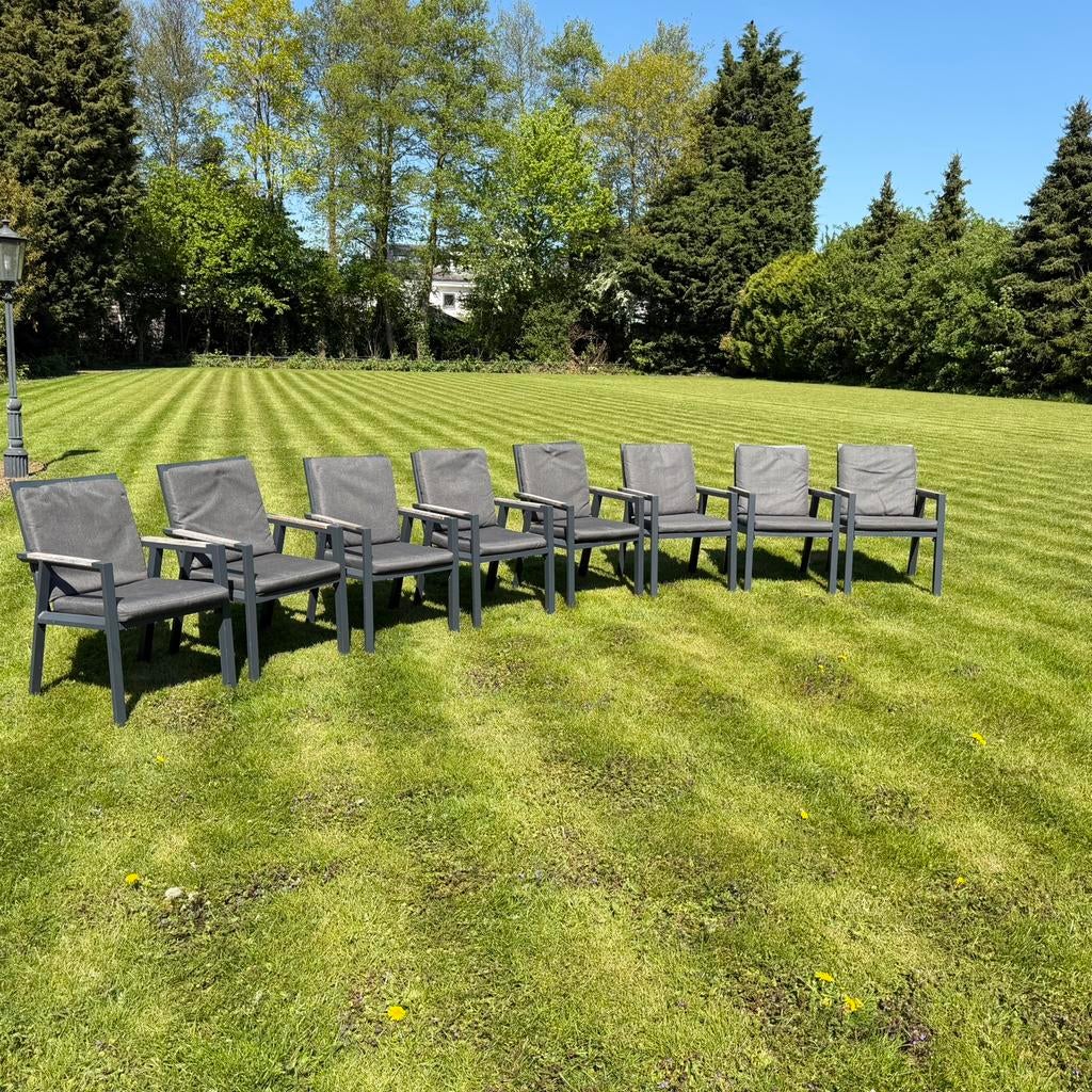 8x tuinstoel met kussens SenS-Line, Tuin en Terras, Tuinstoelen, Ophalen, Gebruikt, Metaal