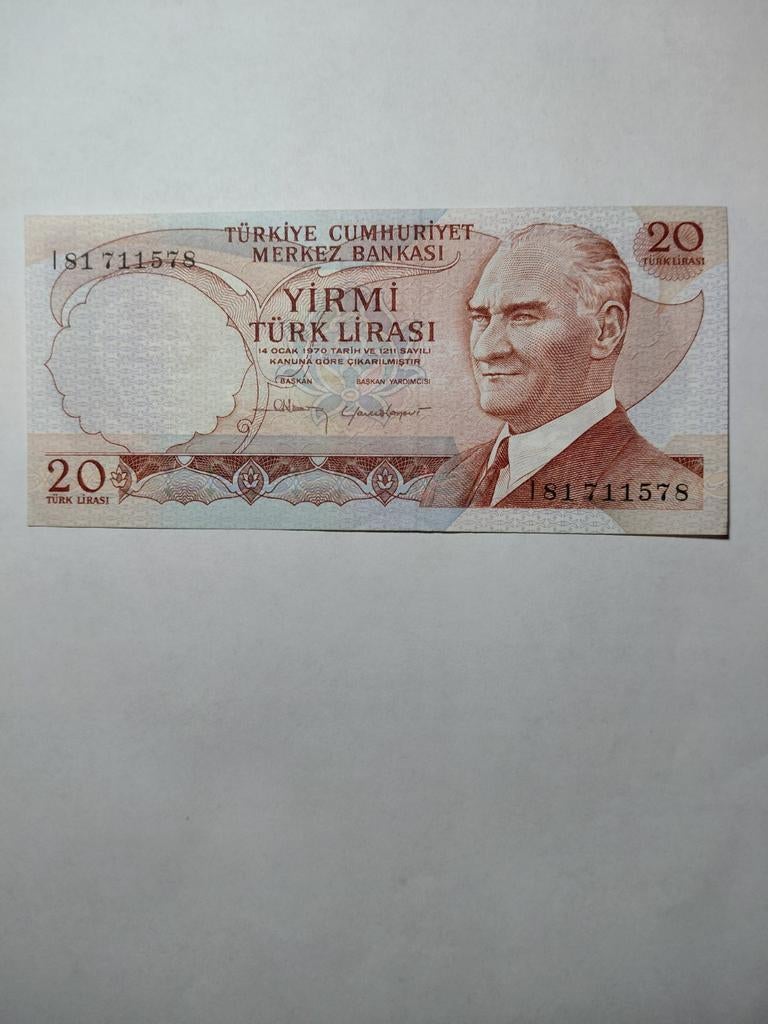 Turkije 20 lira 1974 unc, Postzegels en Munten, Bankbiljetten | Europa | Niet-Eurobiljetten, Ophalen of Verzenden, Overige landen