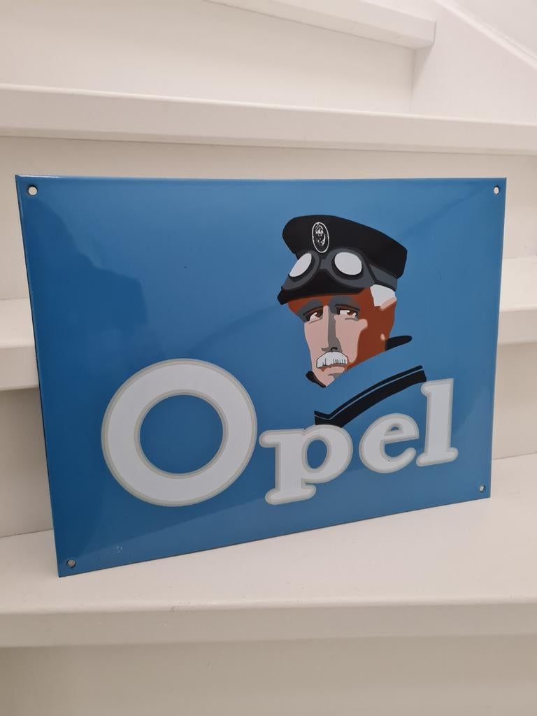 Emaille bord Opel, Ophalen of Verzenden, Zo goed als nieuw, Reclamebord