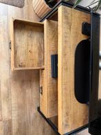 Tv meubel van mangohout en metaal, Huis en Inrichting, Kasten | Televisiemeubels, Ophalen, Gebruikt, 100 tot 150 cm, Minder dan 100 cm