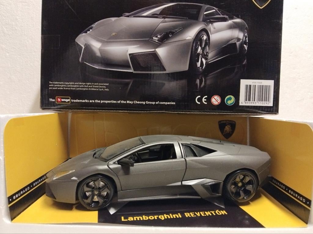 Lamborghini Reventón mat zwartgrijs Bburago metal  1:18 KRD, Ophalen of Verzenden, Zo goed als nieuw, Auto, Overige merken