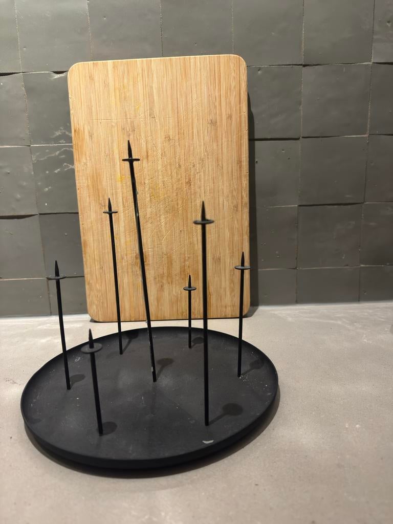 Kandelaar voor 7 kaarsen, Gebruikt, 25 tot 50 cm, Zwart, Ophalen of Verzenden