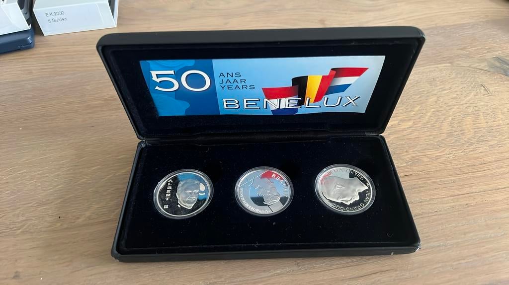 BENELUX ZILVEREN GULDEN SET 1994 (3 MUNTEN), Ophalen of Verzenden, Nederland, Munten