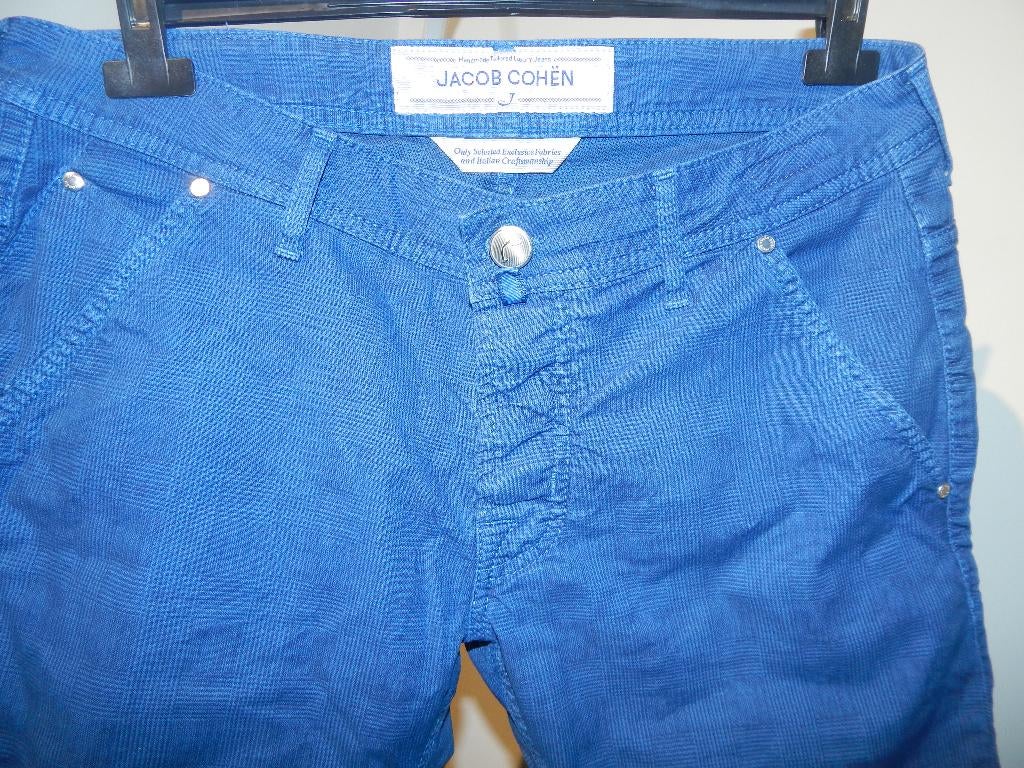 Jacob Cohen korte broek blauw heel fijn ruitje mt 33, Zo goed als nieuw, Jacob Cohen, W33 - W34 (confectie 48/50), Verzenden