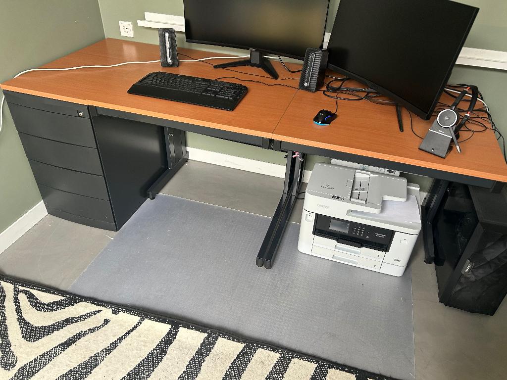 Gratis XXL bureau met ladeblok zwart hout, Ophalen, Zwart, Gebruikt, Met lades