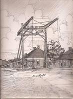 Warfhuisen Brug Tekening Sievers 1948 Warfhuizen, Antiek en Kunst, Ophalen of Verzenden