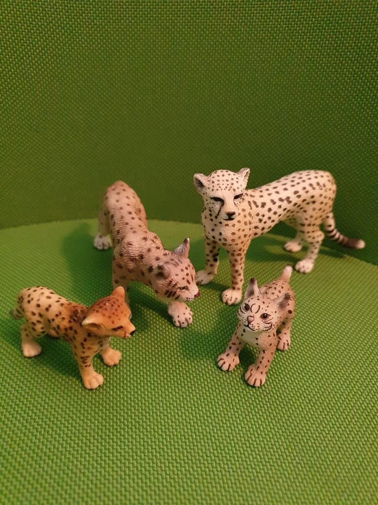 Schleich Wild Life: Cheetah en Lynx Familie Set (4 figuren), Kinderen en Baby's, Speelgoed | Overig, Zo goed als nieuw, Jongen of Meisje