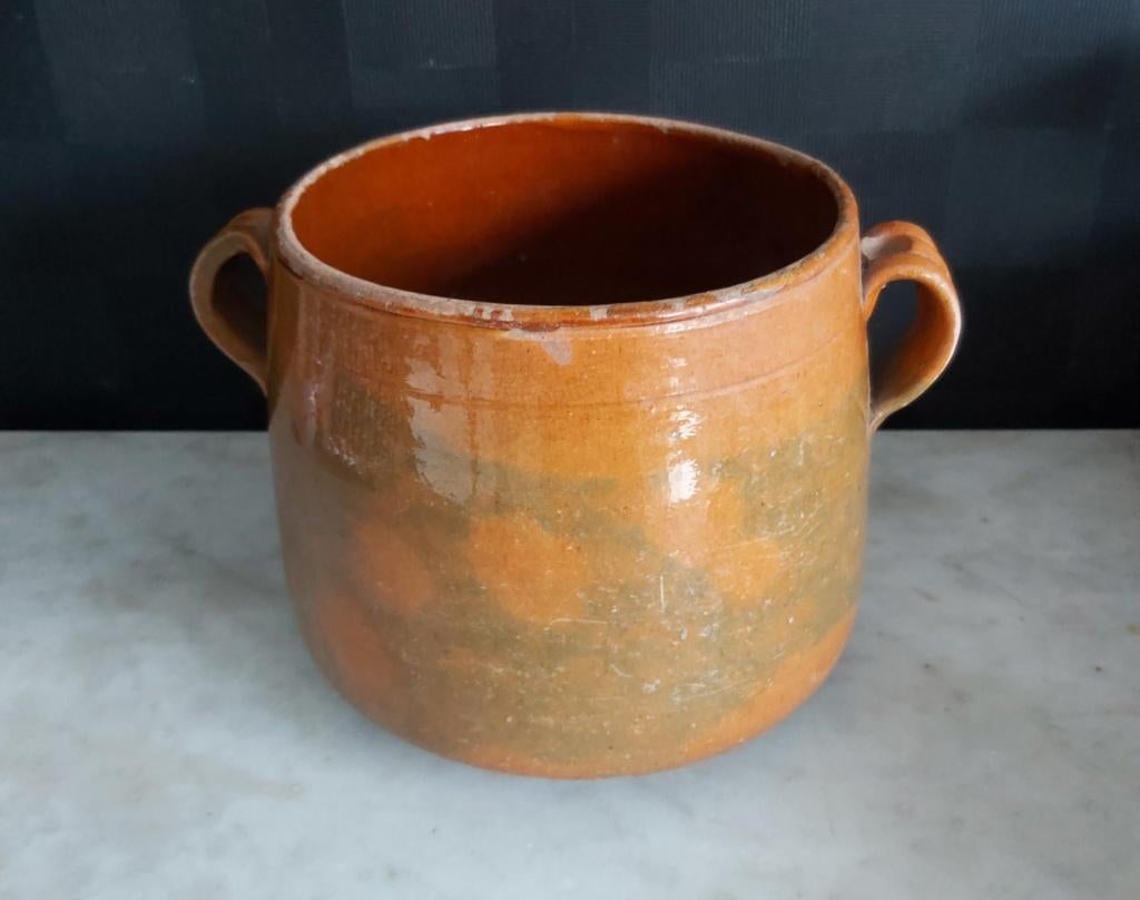 Mooie franse geglazuurde terracotta Vallauris kook pot, Antiek en Kunst, Ophalen of Verzenden