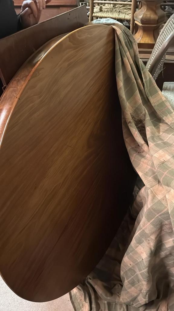 Antieke ronde tafel met houten onderstel, Antiek en Kunst, Ophalen