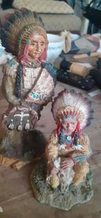Set van 2 Indianen beelden - Decoratieve figuren, Handgemaakt, Ophalen of Verzenden, 20 - 50 cm, Beeld