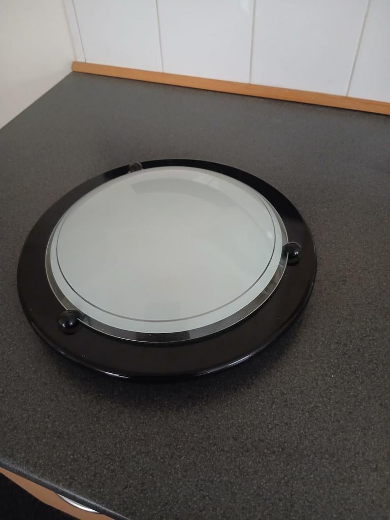 plafonniere plafondlamp zwart met glas, Huis en Inrichting, Lampen | Plafondlampen, Ophalen, Glas