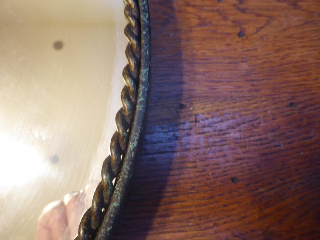 Vintage smeedijzeren spiegel, Ophalen of Verzenden, Rond, Minder dan 50 cm, Minder dan 100 cm