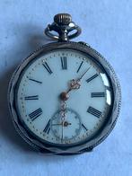 Zilveren Antiek Zwitsers Zakhorloge, Sieraden, Tassen en Uiterlijk, Horloges | Antiek, Overige merken, Zakhorloge, 1900 tot 1930