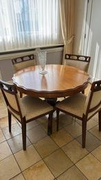 Ronde Eethoek met 4 stoelen. Tafel antiek., Ophalen, Gebruikt, 4 tot 6 stoelen