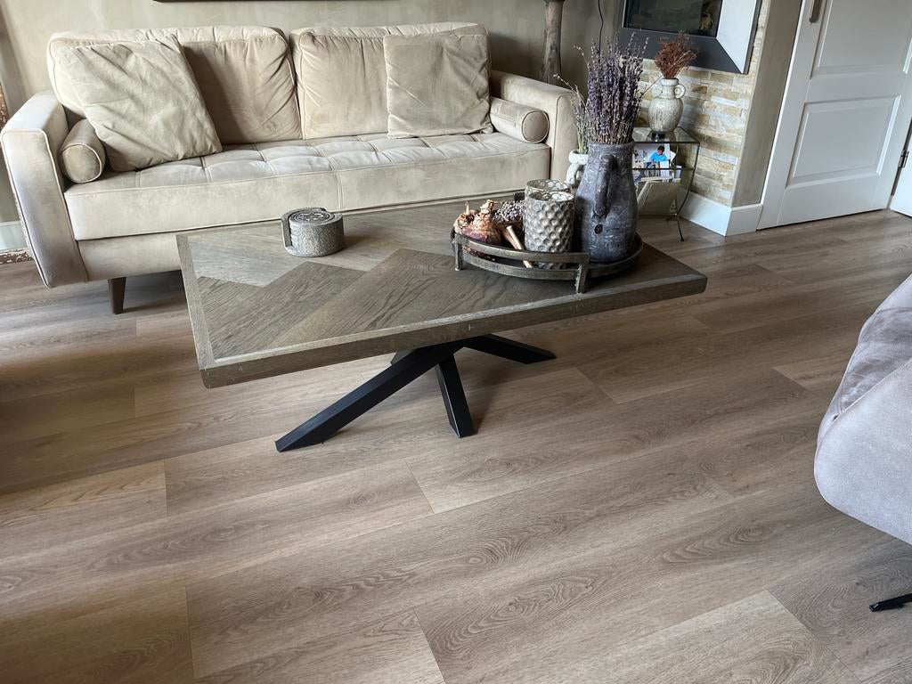 Visgraat salontafel industrial Home - Loods 5, Huis en Inrichting, Tafels | Salontafels, Ophalen, Gebruikt, 100 tot 150 cm, 50 tot 100 cm