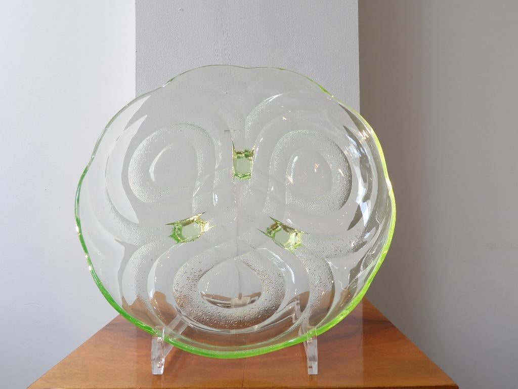 Art Deco Walther Uranium Glas Schaal, Ophalen of Verzenden